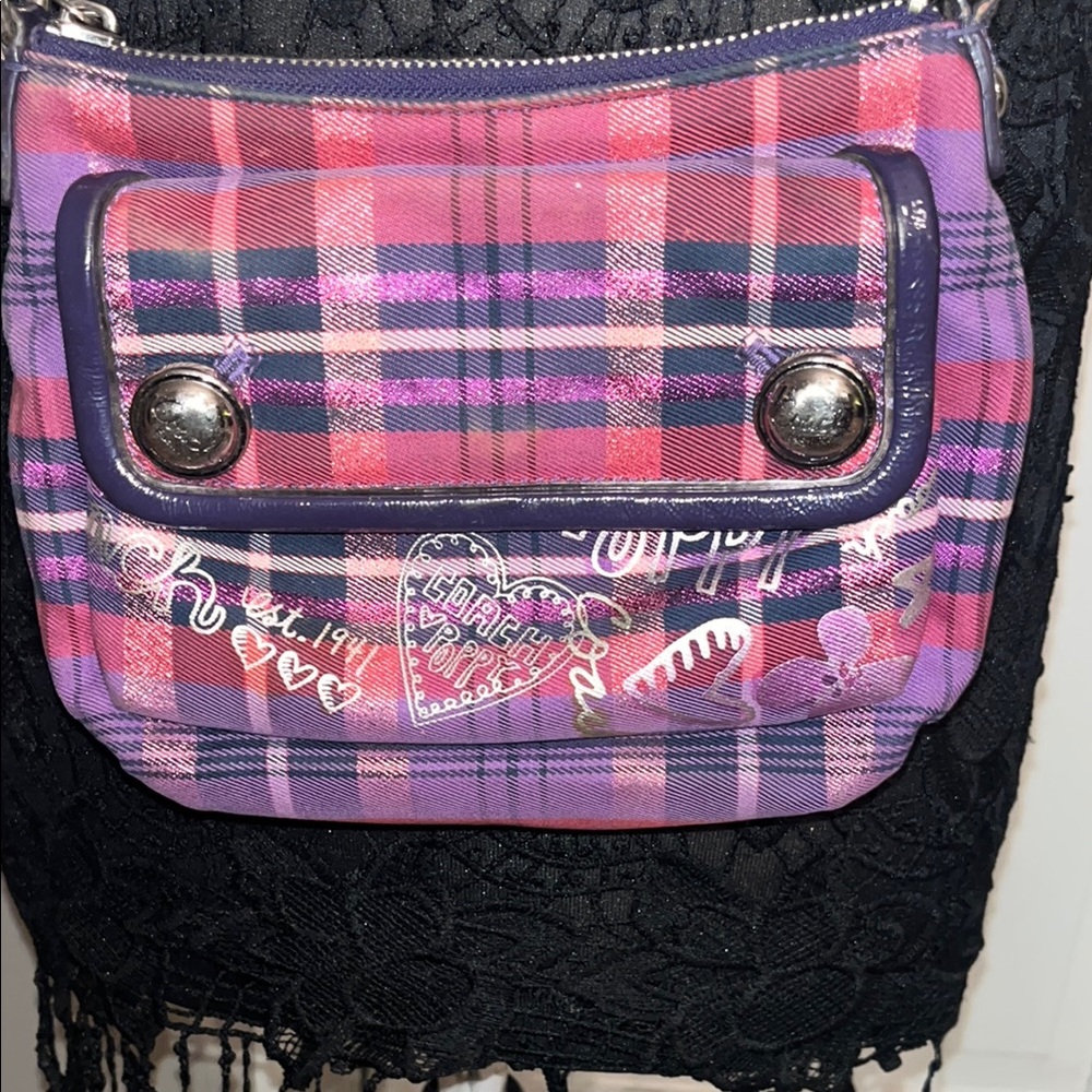 Coach Pink and Purple Plaid Women's Bag